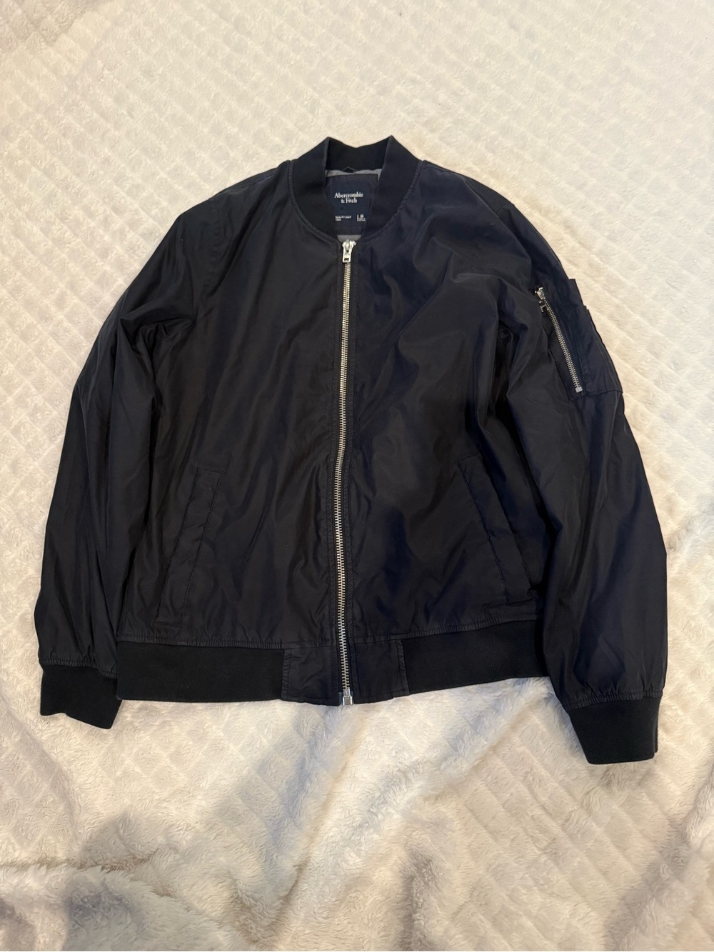 Abercrombie & Fitch Black Bomber Jacket with Zip Sleeve Pocket